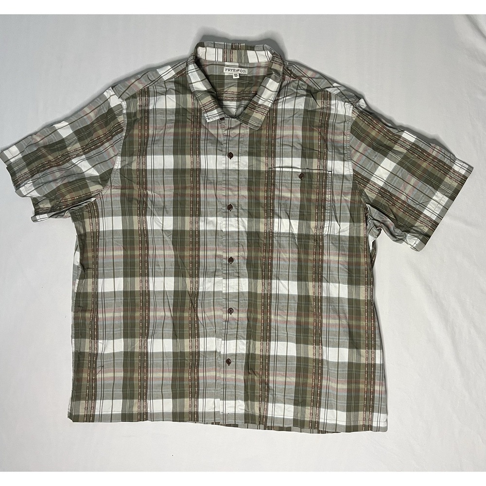 Frye & Co Oxford Shirt Men's Size 6XL Plaid Short Sleeve Button Up Cotton Casual